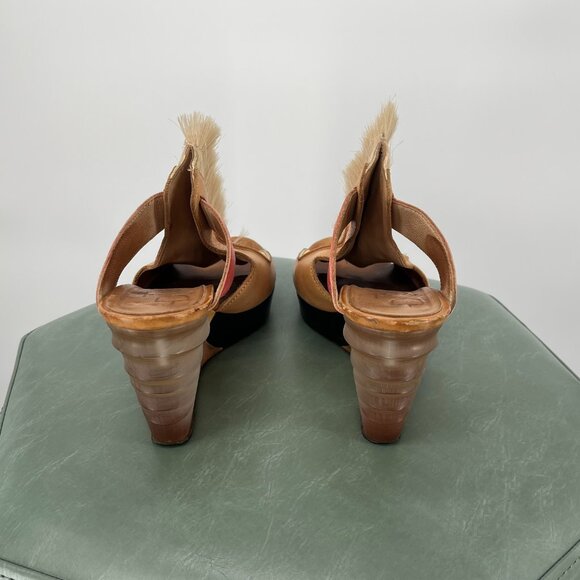 LD Tuttle/Vigenes Wedge with Cream Tan and Red Leather - Picture 6 of 8